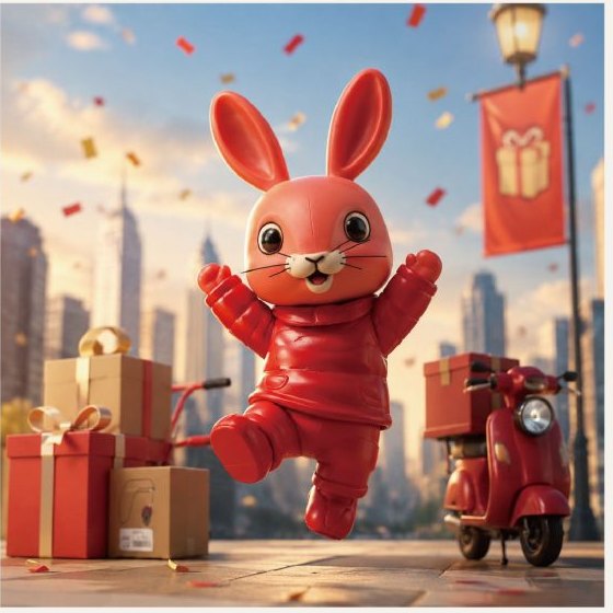 红衣长耳兔 欢乐庆祝
