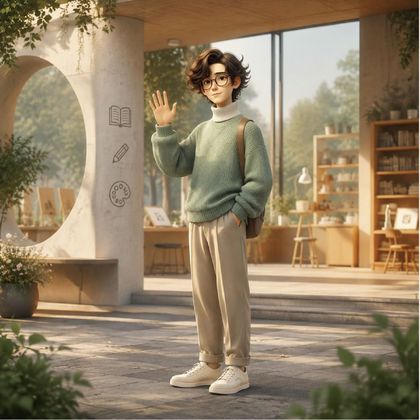 卷发眼镜少年 主形象